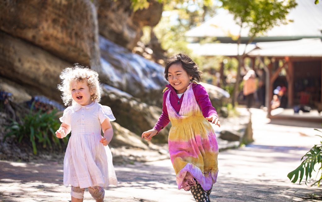 Children playing in the Blue Mountains Steiner playground.