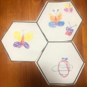 Drawings of bees by kindergarten students.